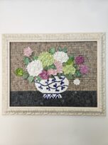 Bodegon de flores ortensie in mosaico