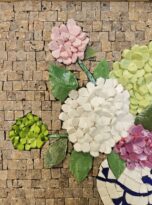 Bodegon de flores ortensie in mosaico