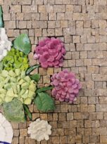 Bodegon de flores ortensie in mosaico