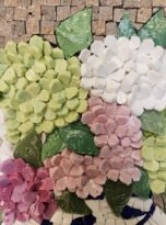 Bodegon de flores ortensie in mosaico