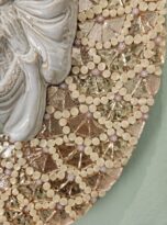 Sacra famiglia con fondo rame in specchio a mosaico