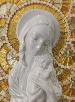 Madonna con bambino fondo oro in specchio a mosaico