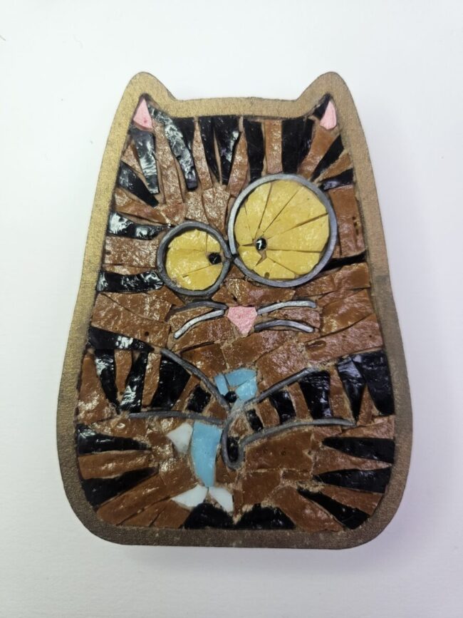 Gatto con pesce in mosaico