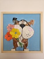 Cane con fiori mosaico