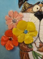 Cane con fiori mosaico
