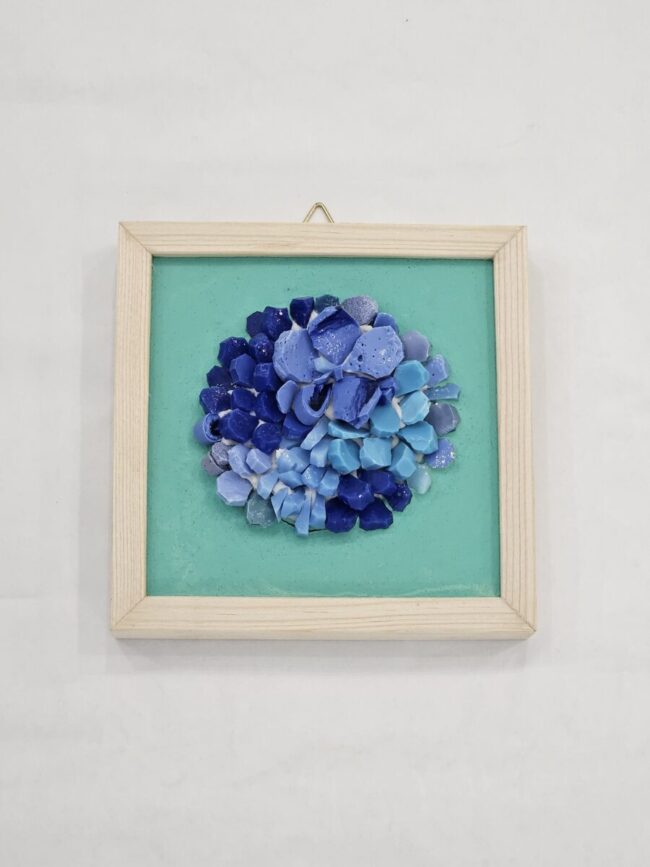 Bouquet blu in mosaico vetro