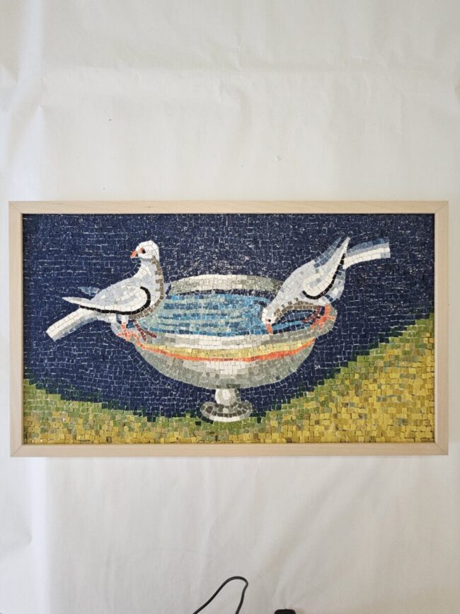 Riproduzione di mosaico delle colombe a beverante di Galla Placidia Ravenna