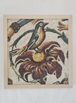 mosaico pavimentale policromo uccellino
